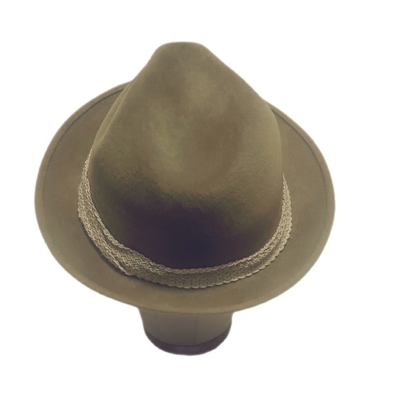 Vintage camel stylish velour retro casual fedora Structure trim unisex hat OS - Picture 3 of 5